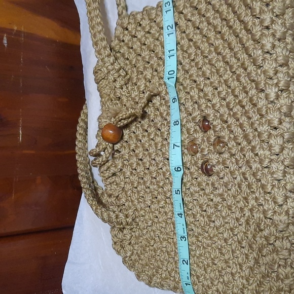 Vintage. draw string macrame purse - Picture 8 of 11